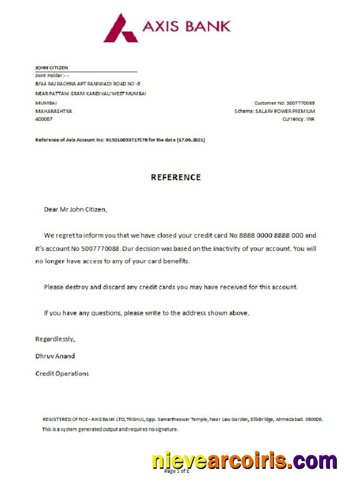 India Axis closure reference